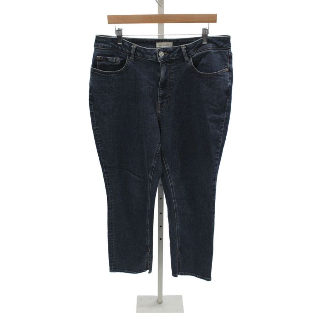 Warp + Weft Womens Blue Cropped High Rise Cotton Jeans Size 16W